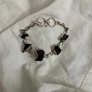 Silver Moldavite Stone Women's Bracelet